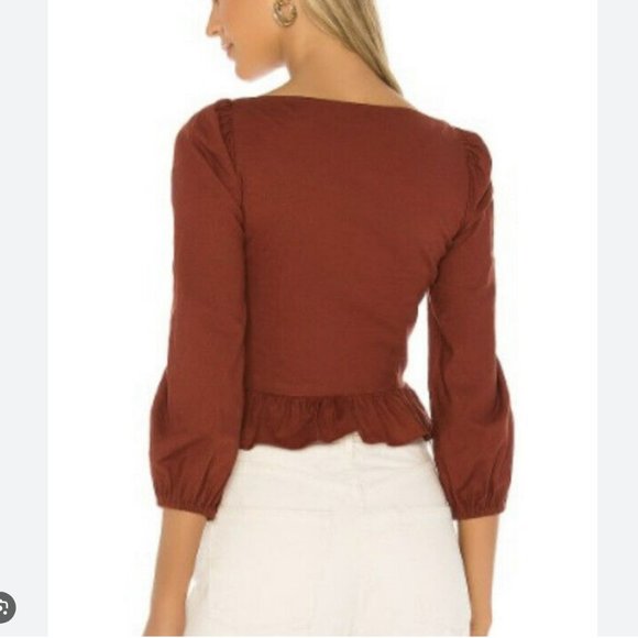 REVOLVE MAJORELLE Harriet Top Ruffle Corset Bustier Cropped Blouse - Picture 2 of 10